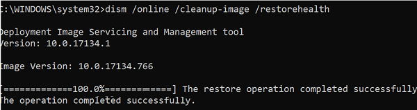 DISM /Online /Cleanup-Image /RestoreHealth - The restore operation completed successfully