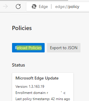 Reload policy settings in Microsoft Edge browser