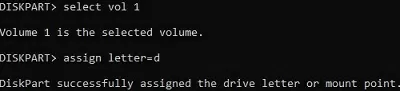 assign drive letter with diskpart in winpe