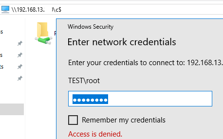 Can't access ADMIN$ share remotely under admin accounts