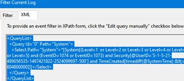 Copy XPath for event search query 