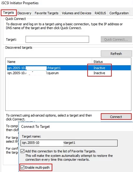 enable multipath for iscsi device on windows server 2016