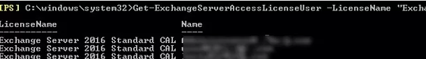 exchange server: get user cals required with powershell