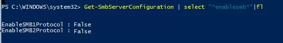 Get-SmbServerConfiguration check smb 1 and 2 version installed on windows 10