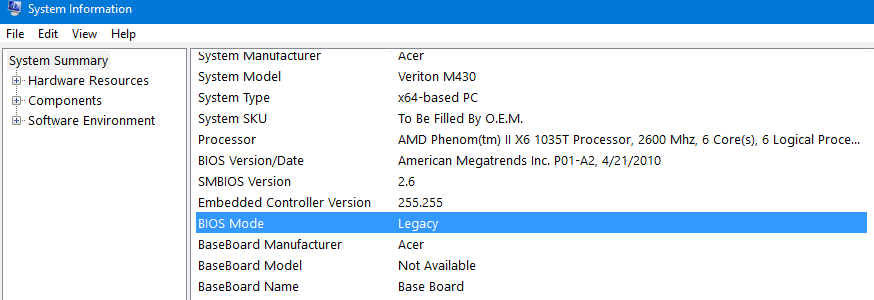 How to check if your PC is using legacy BIOS or UEFI on Windows 10 with msinfo32