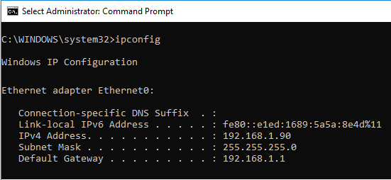 ipconfig - getting current ip address