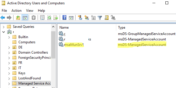 Managed Service Accounts in Active Directory
