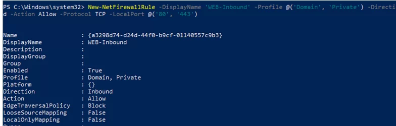 New-NetFirewallRule create new firewall rule with powershell