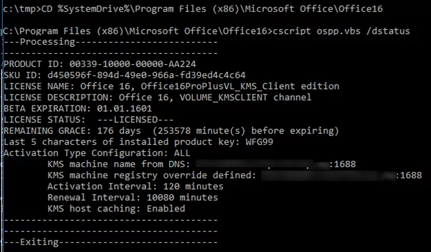 ospp.vbs /dstatus check activation status