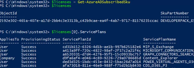 powershell - get azure service plans