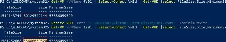 shrink vhdx disk on hyper-v with powershell